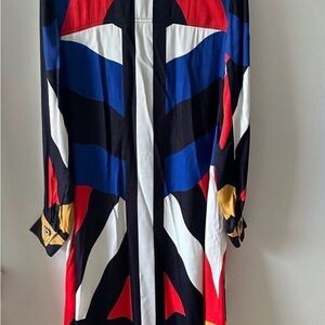 Farm Rio Anthropologie Amanda Colorful Geometric Button-Up Dress XL sold out